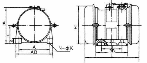 TZD振动电机安装尺寸图